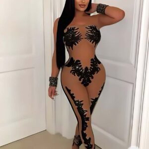 Strapless Mesh Romper